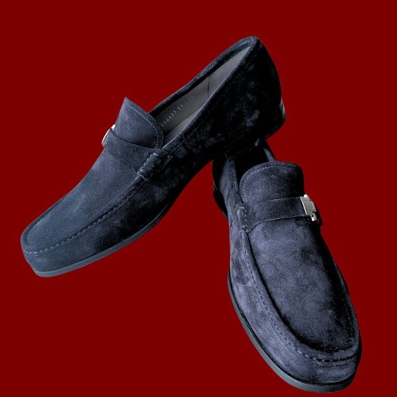Salvatore Ferragamo Black Suede Bit Loafers – Size 13.5 - Picture 2 of 9